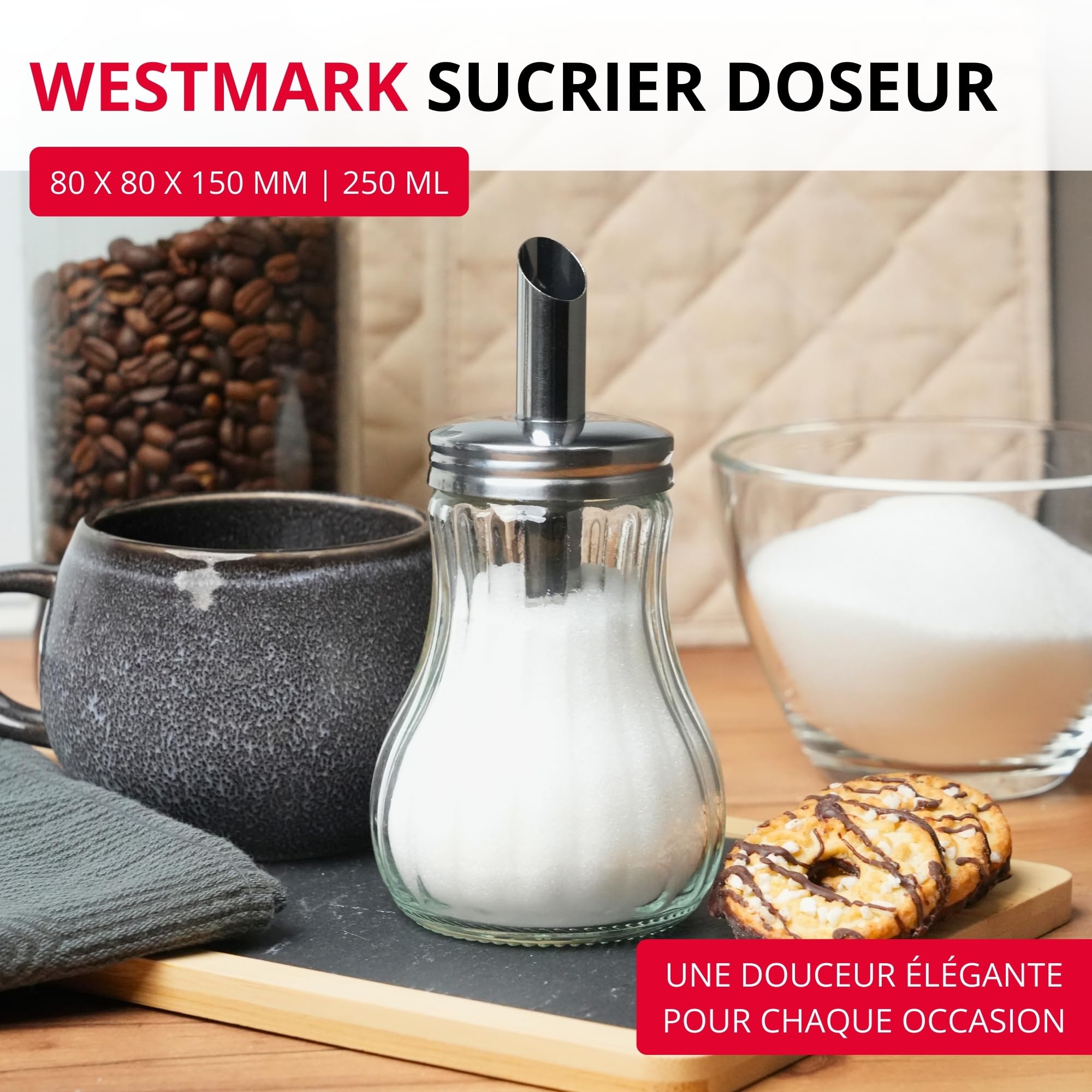 westmark-berlin-65342260-sucrier-verre-acier-inoxydable-250-ml image 2