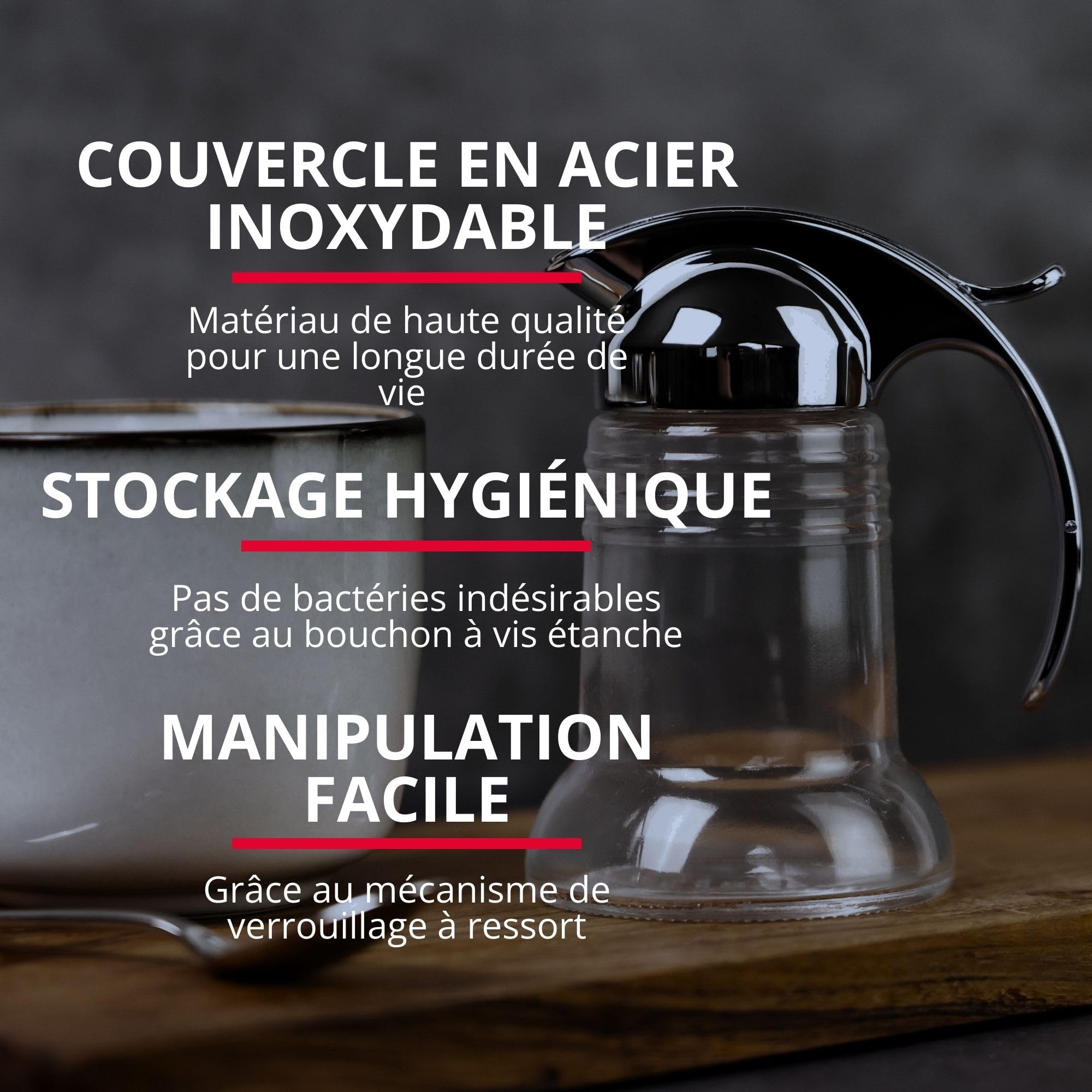 westmark-paris-chrome-634022e1-distributeur-cr-me-et-pot-miel-en-verre-150-ml-do image 5