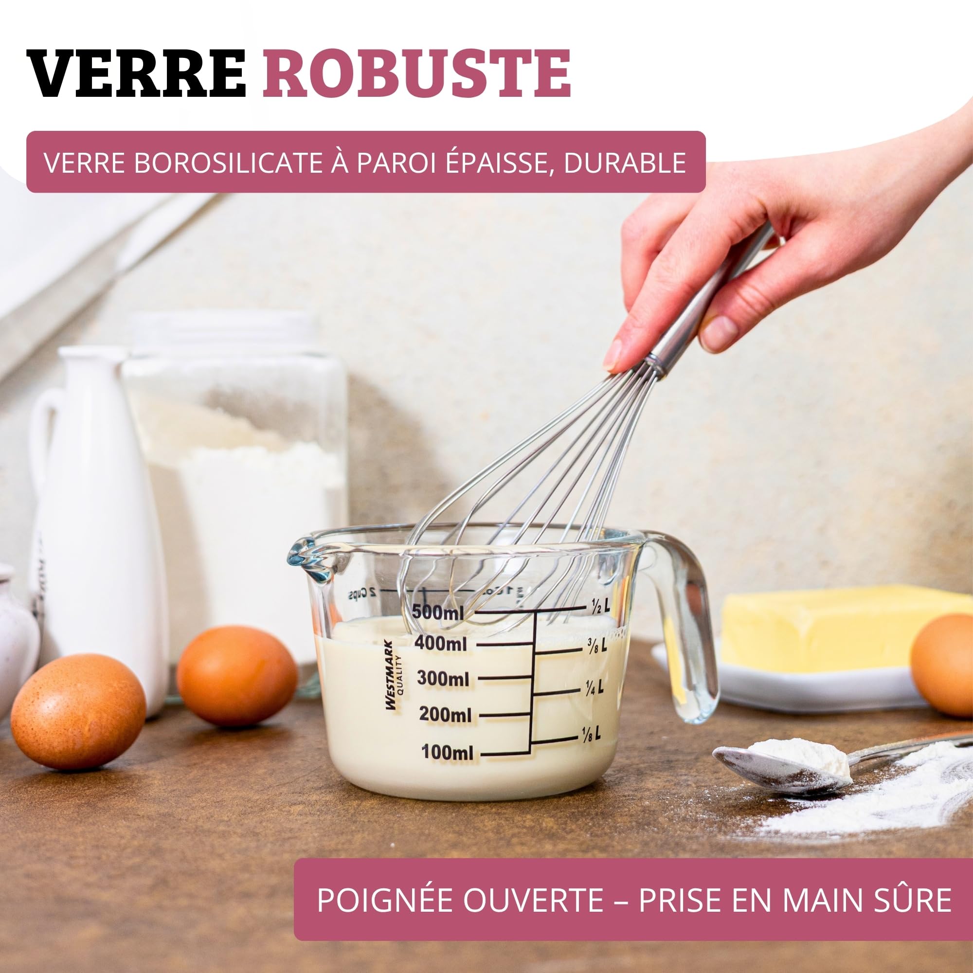 westmark-30622260-verre-doseur-borosilicate-0-5-l-gradu-ml-l-oz-tasses-r-sistant image 5