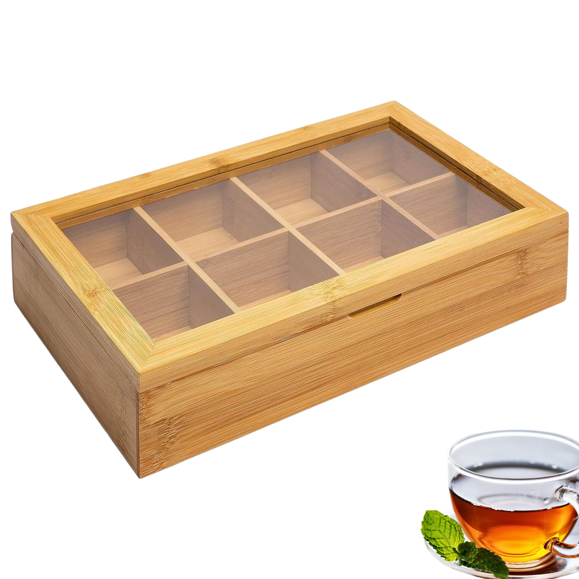 westmark-teatime-15732260-bo-te-th-en-bambou-8-compartiments-avec-fen-tre-et-fer image 1