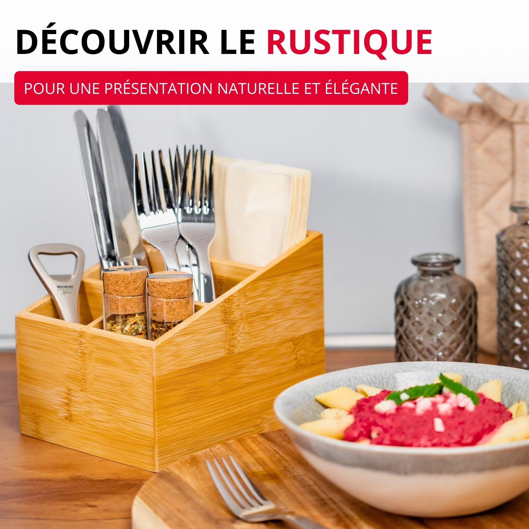 westmark-tapas-friends-organisateur-de-cuisine-5-compartiments-en-bambou-13-x-13 image 5