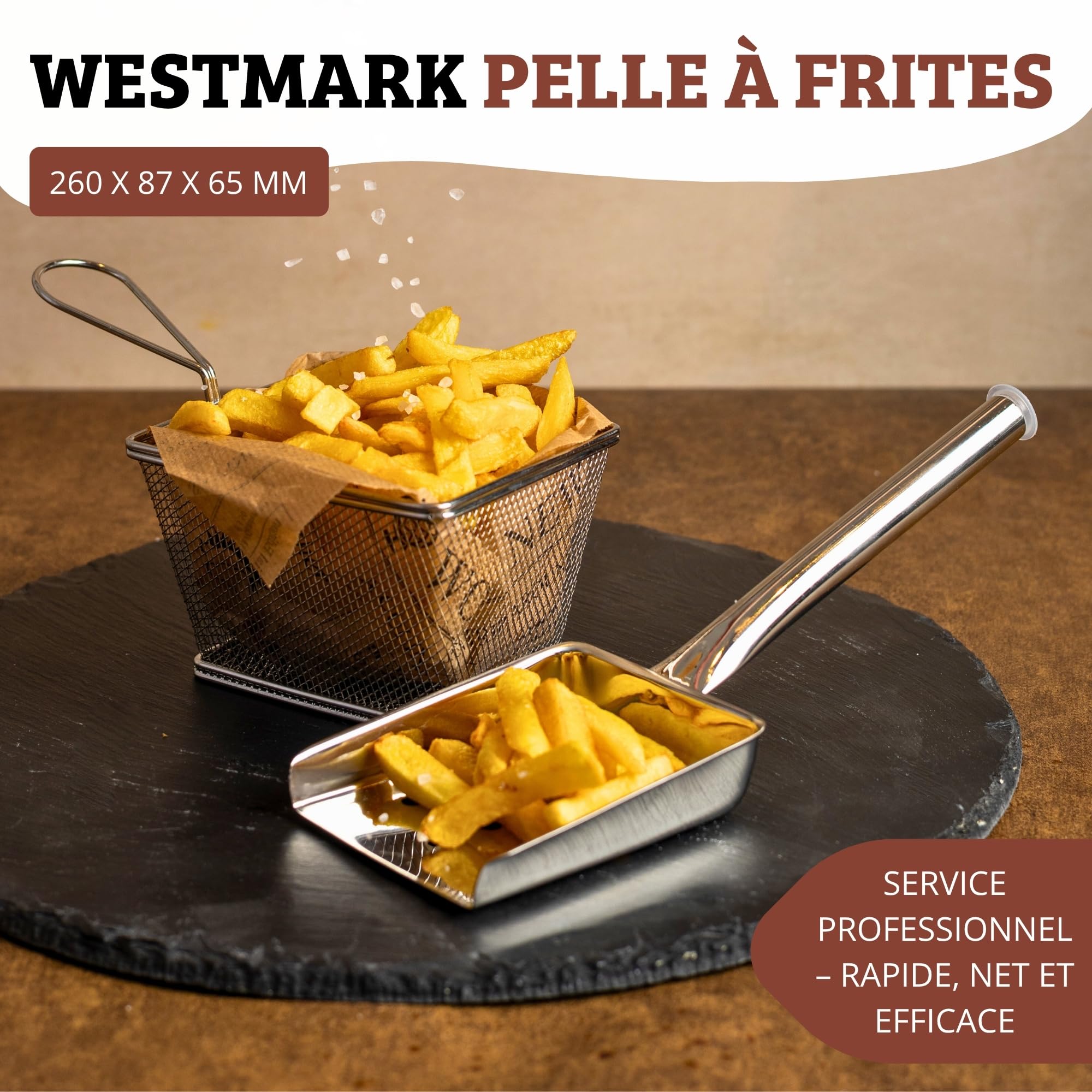 westmark-pelle-frites-et-popcorn-en-acier-inoxydable-26-cm-bord-relev-et-perfora image 2