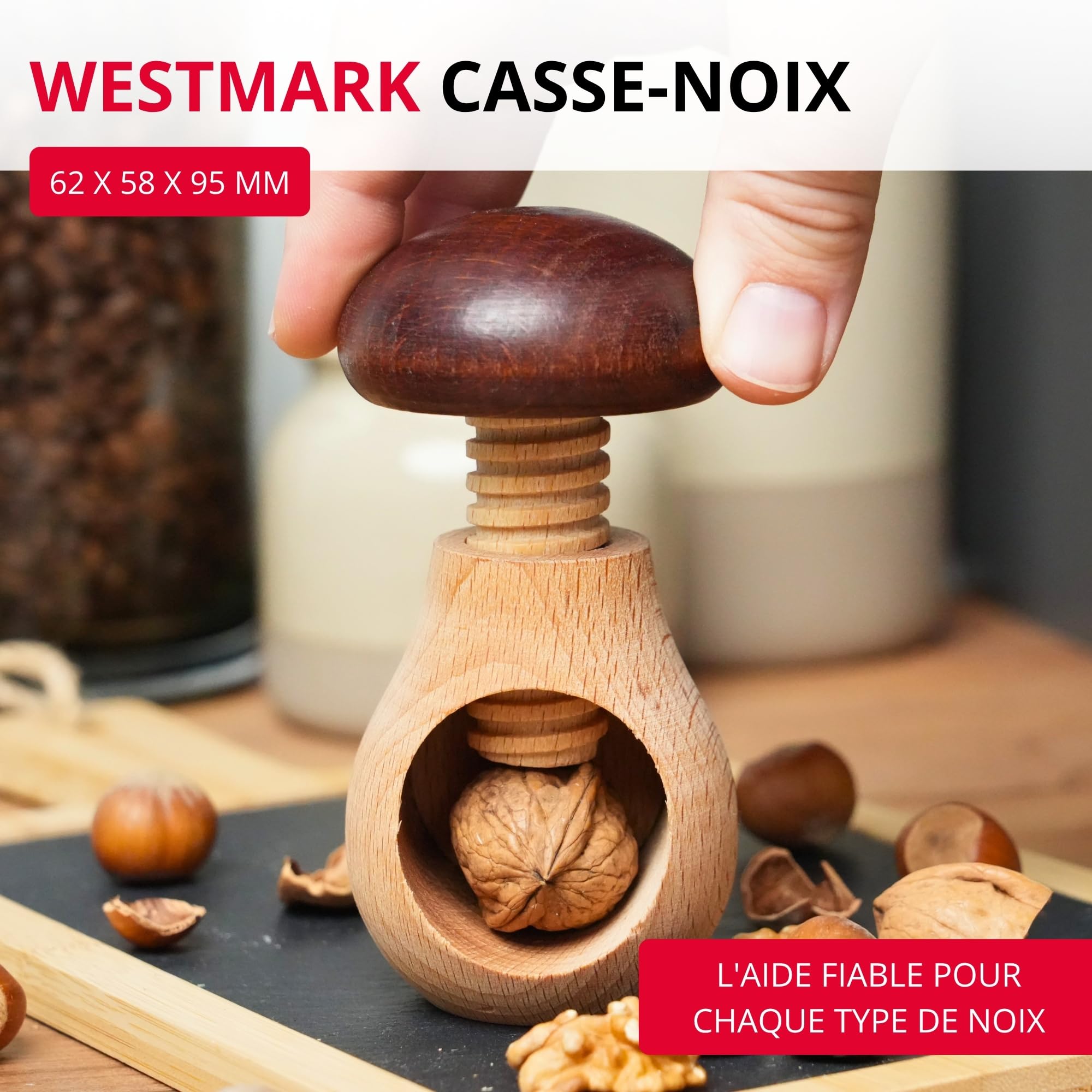westmark-holzi-casse-noix-en-forme-de-champignon-bois-de-h-tre-9-5-cm-marron image 2