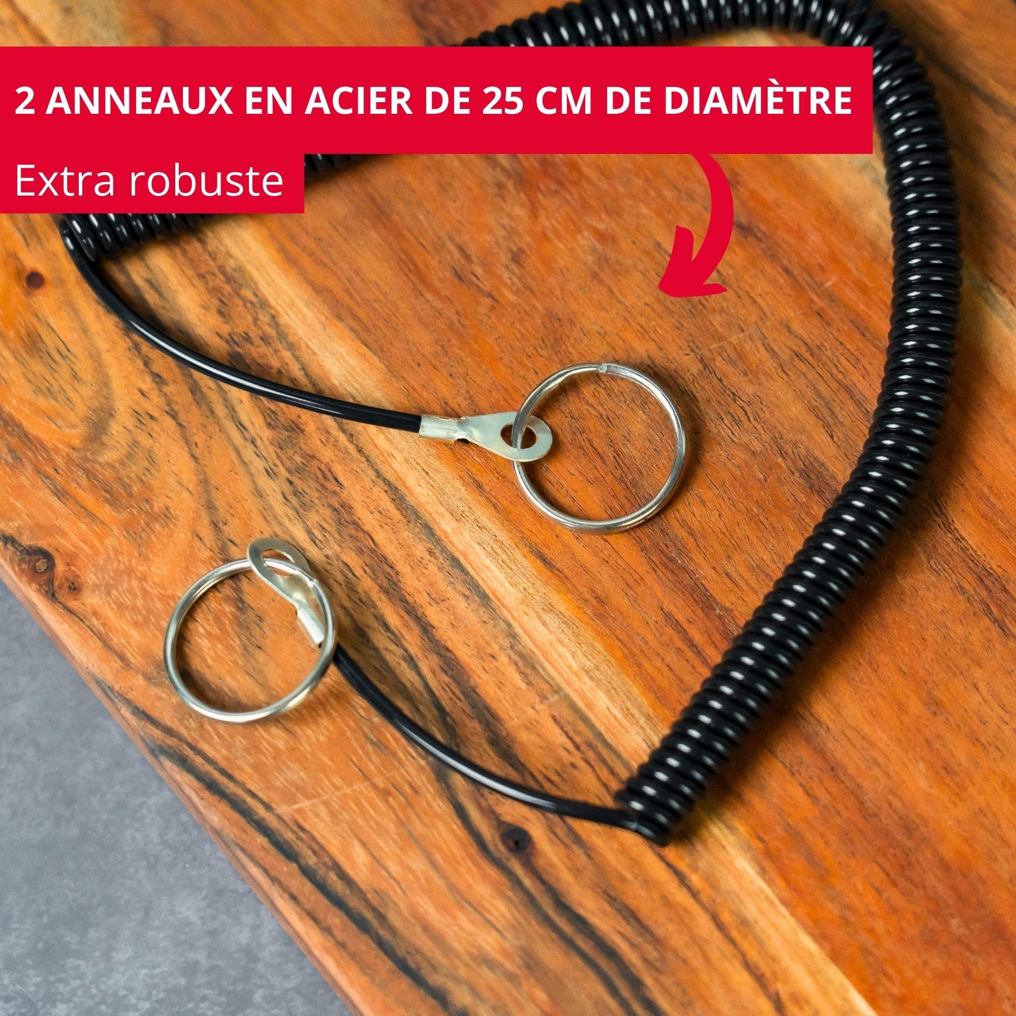 westmark-cha-ne-spirale-avec-2-anneaux-acier-25-mm-extensible-25-200-cm-pour-pin image 2
