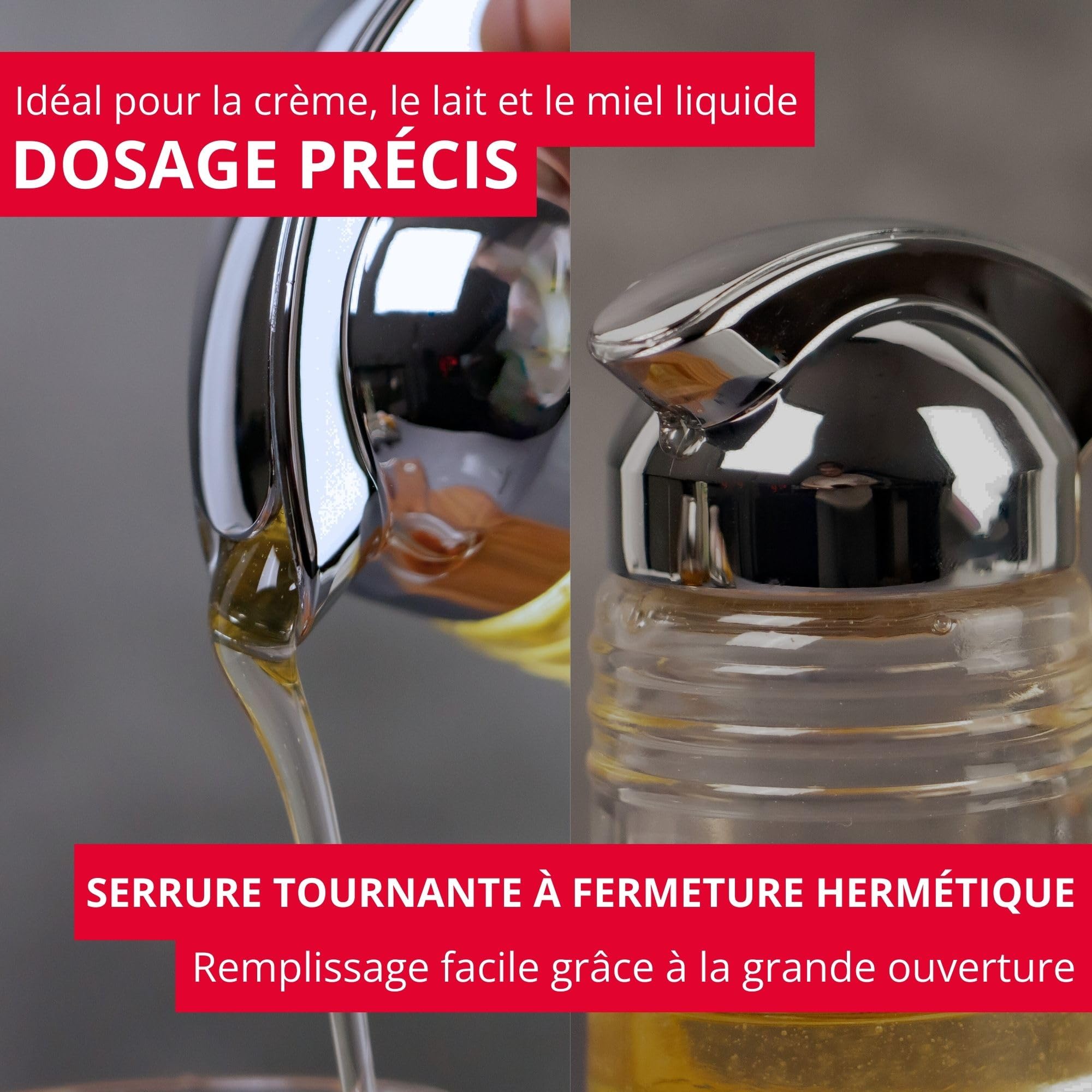 westmark-paris-chrome-634022e1-distributeur-cr-me-et-pot-miel-en-verre-150-ml-do image 2