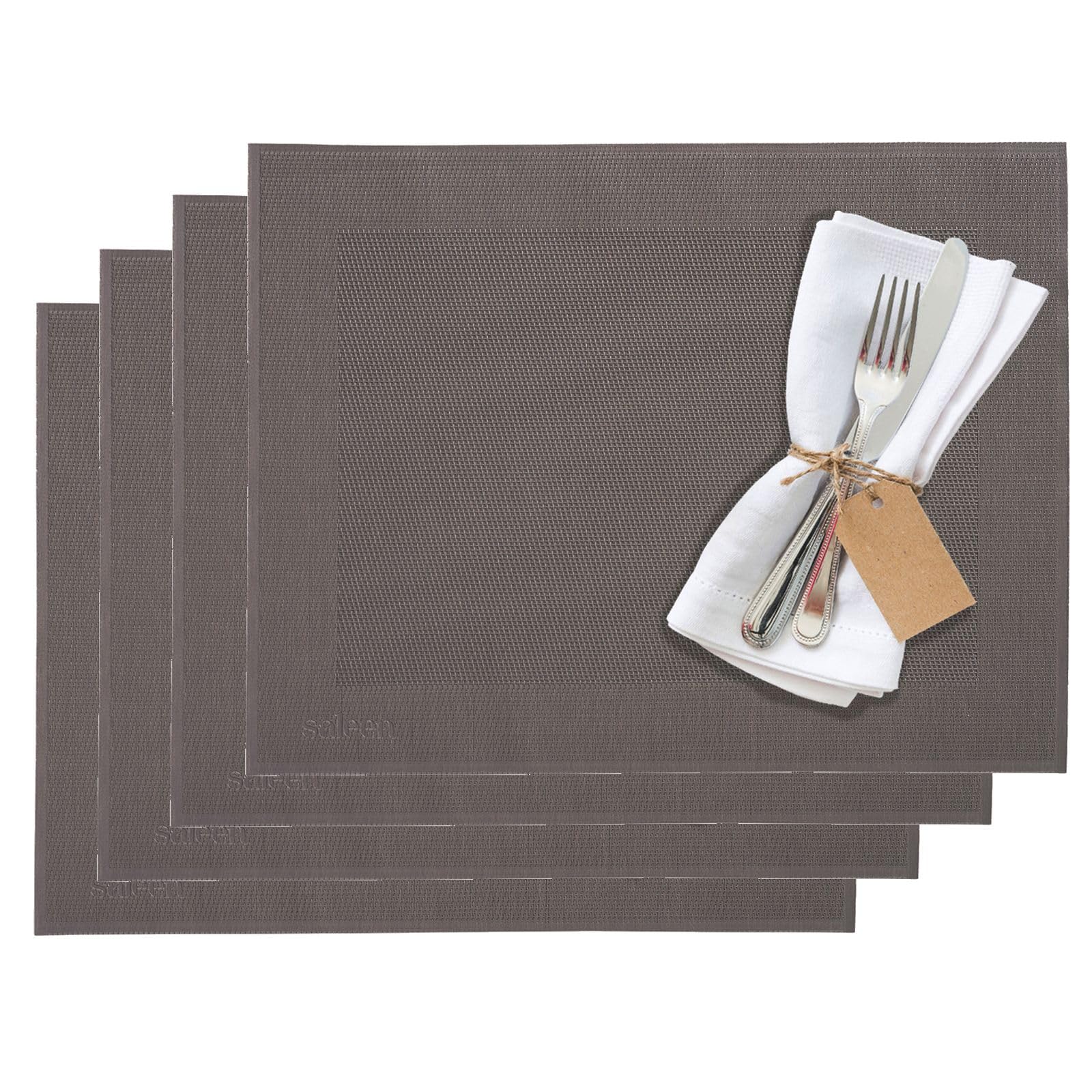 westmark-saleen-set-de-4-sets-de-table-42-x-32-cm-vinyle-polyester-taupe-marron- image 1