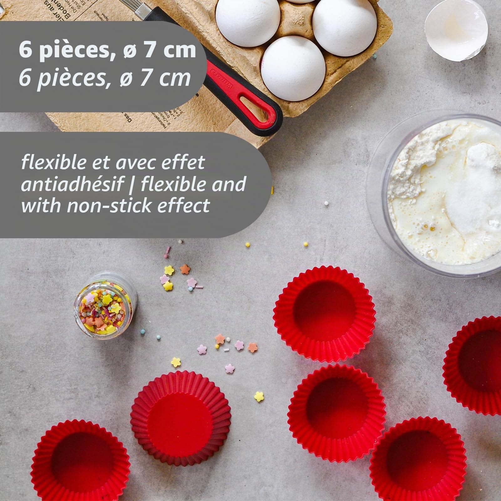 westmark-30142260-moules-muffin-en-silicone-rouges-7-x-7-x-3-cm-set-de-6 image 3