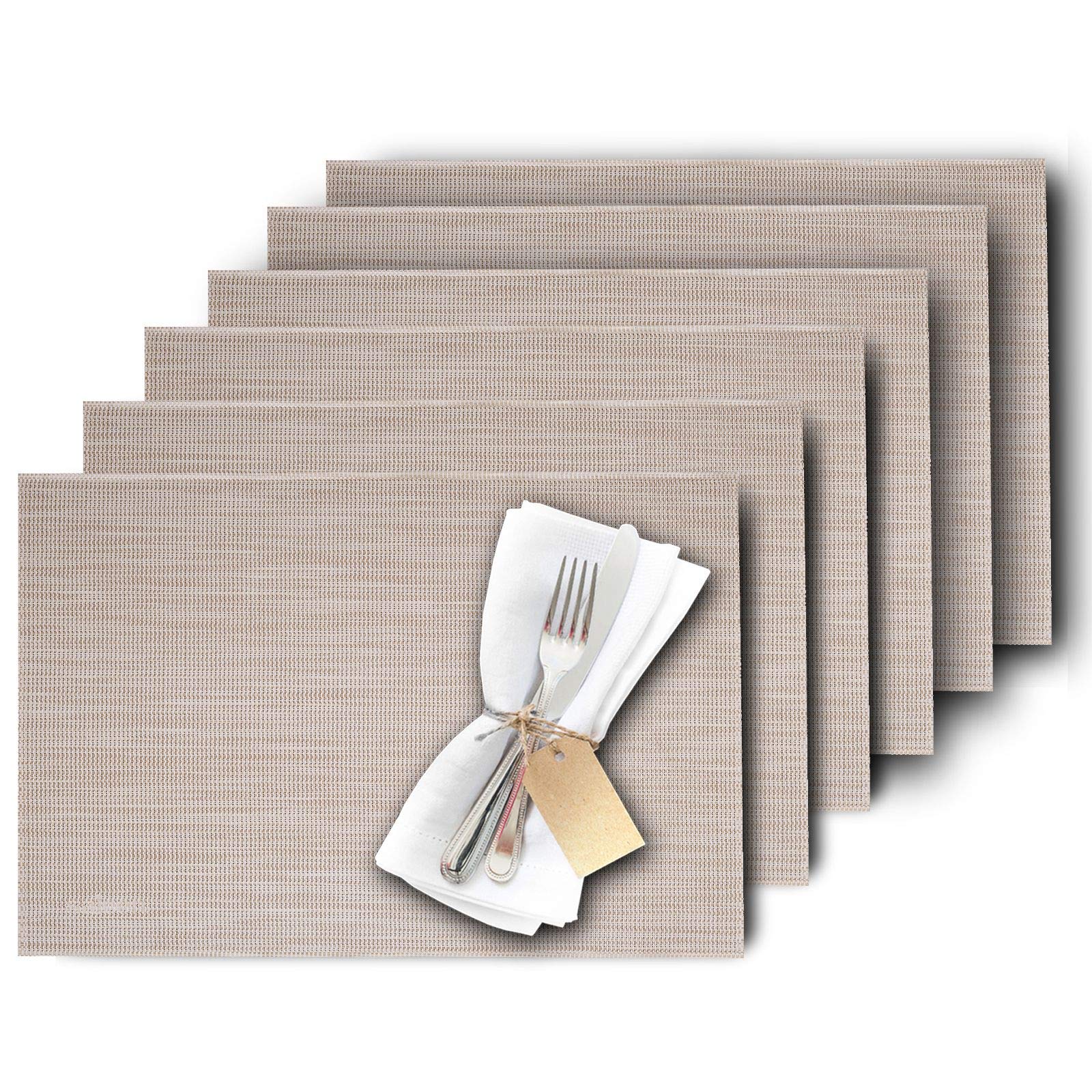 westmark-lot-de-6-sets-de-table-uni-42-x-32-cm-beige-blanc-chin image 2
